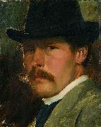 Paul Raud Self-Portrait with a Hat France oil painting artist